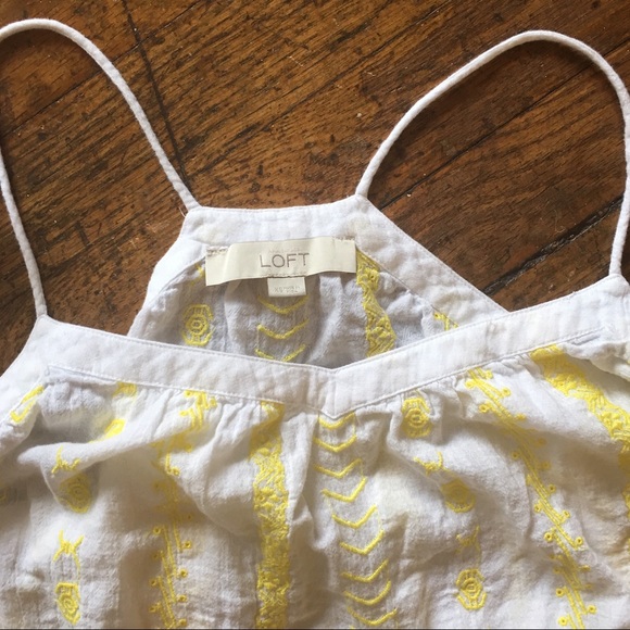 Loft Strappy Embroidered Linen Tank XS - Picture 2 of 5